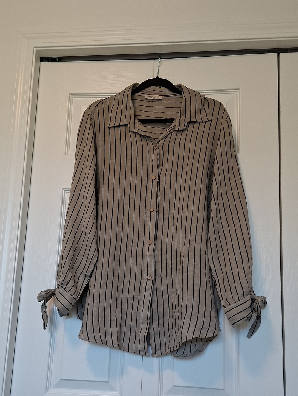 Linen Striped Button Down Blouse